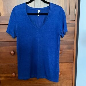 BANANA REPUBLIC Royal Blue Linen V-Neck Tee Shirt Size M
